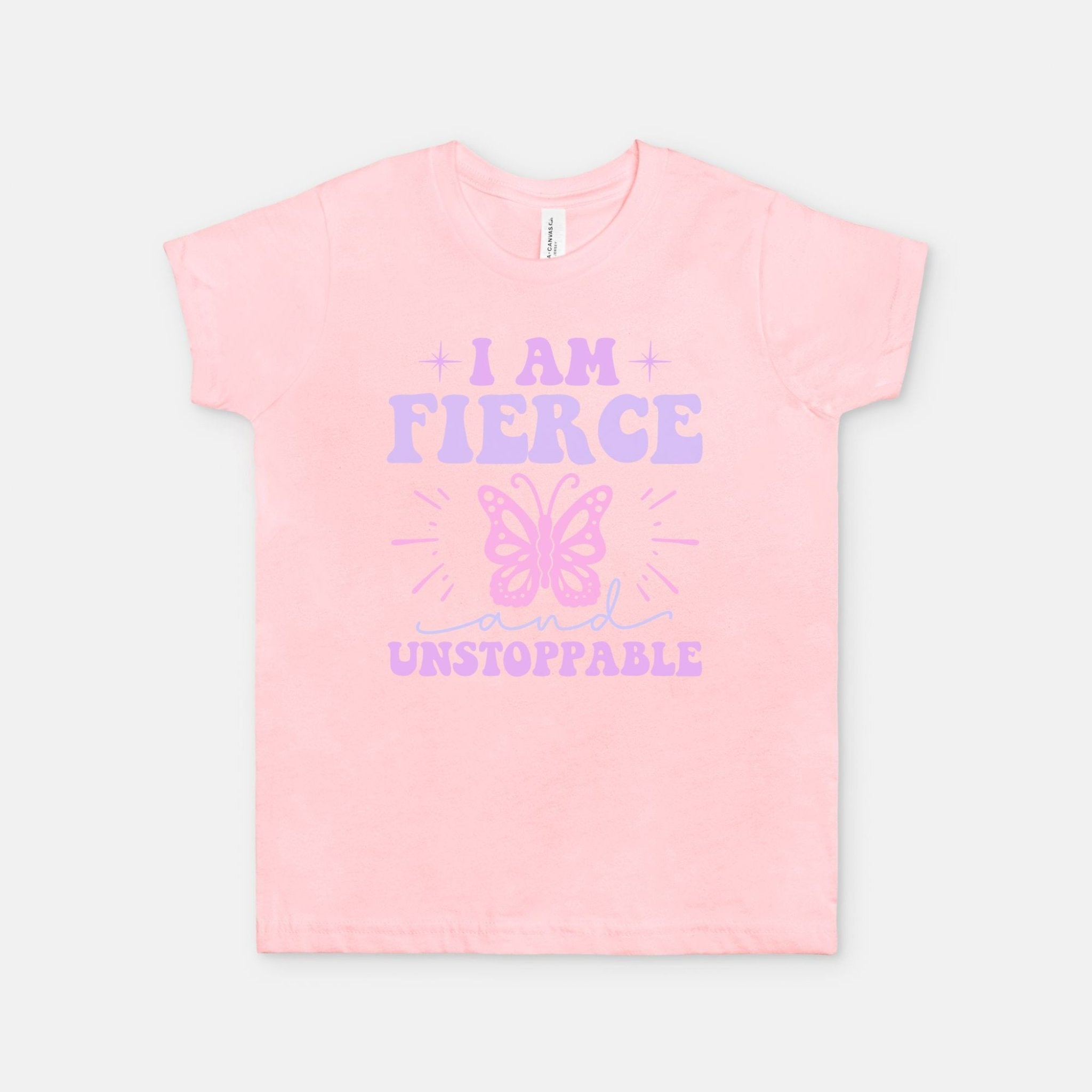 I AM FIERCE and UNSTOPPABLE Graphic Design Youth Pink T-shirt