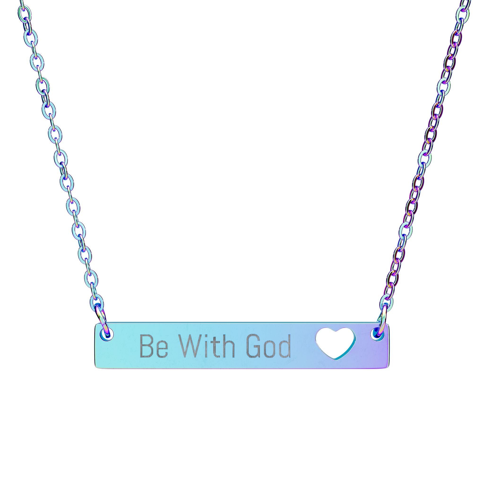 Be With God Cutout Heart Bar Necklace