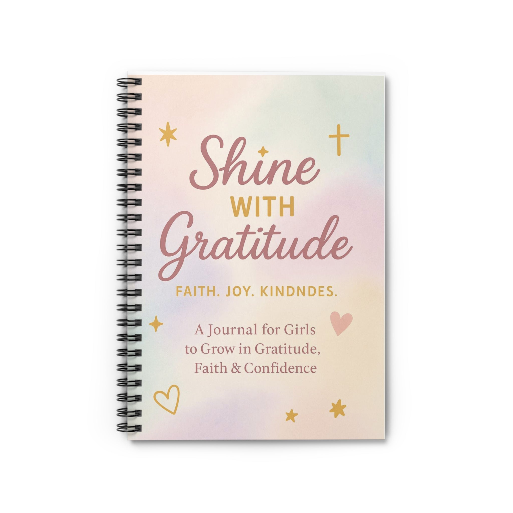 Journal titled 'Shine with Gratitude' on a white background