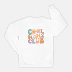 COOL MOMS CLUB ON THE BACK OF SWEATSHIRT IN BRIGHT COLORS