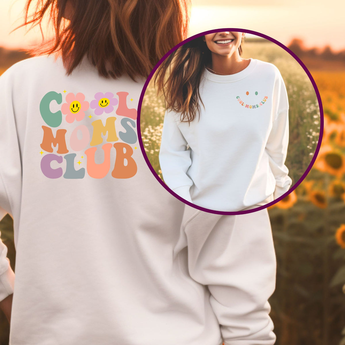 Cool Moms Club Graphic Design white Sweatshirt