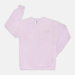 Cool Mom's Club on The back of Graphic Design Pink Crewneck Sweatshirt in Retro Bold Print