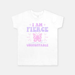 I AM FIERCE and UNSTOPPABLE Graphic Design Youth White T-shirt