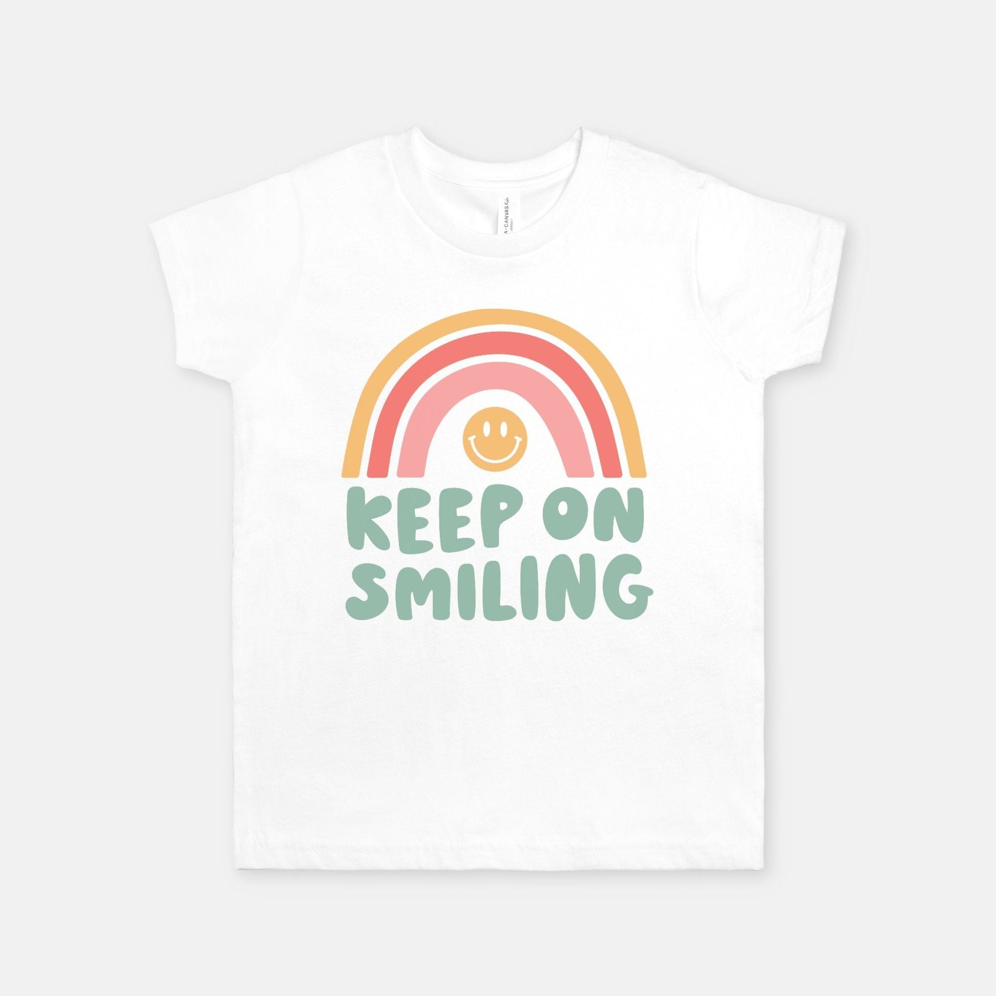 Rainbow image with smile face Keep On Smiling Youth Graphic Design T-shirt