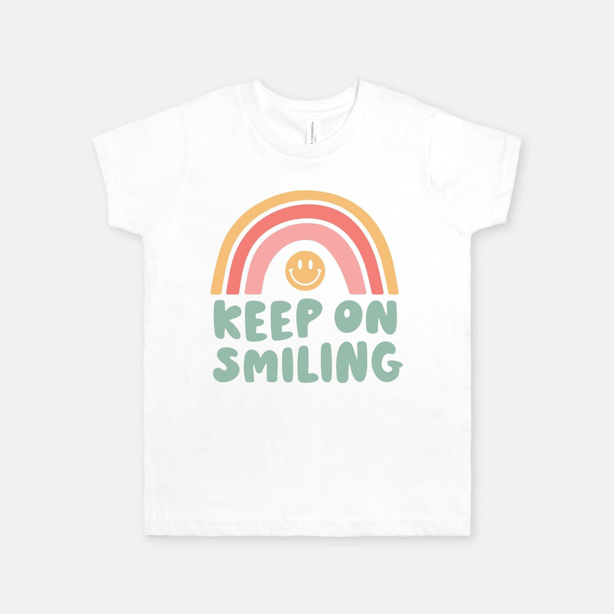 Rainbow image with smile face Keep On Smiling Youth Graphic Design T-shirt