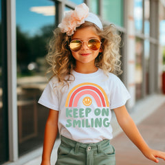 Rainbow design with smile face Keep On Smiling Graphic Design Youth T-shirt