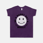 Be A Buddy Not A Bully graphic design purple tee