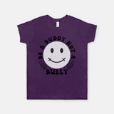 Be A Buddy Not A Bully graphic design purple tee